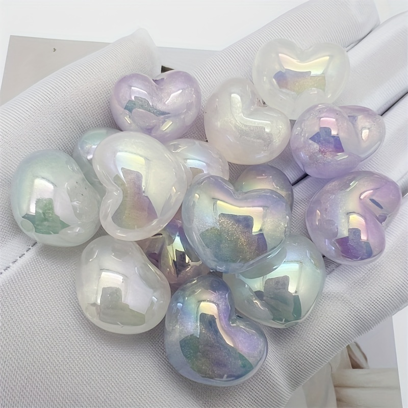 20 Acrylic UV Plated Glow Dark Heart Beads 22mm Assortment DIY Jewelry Making